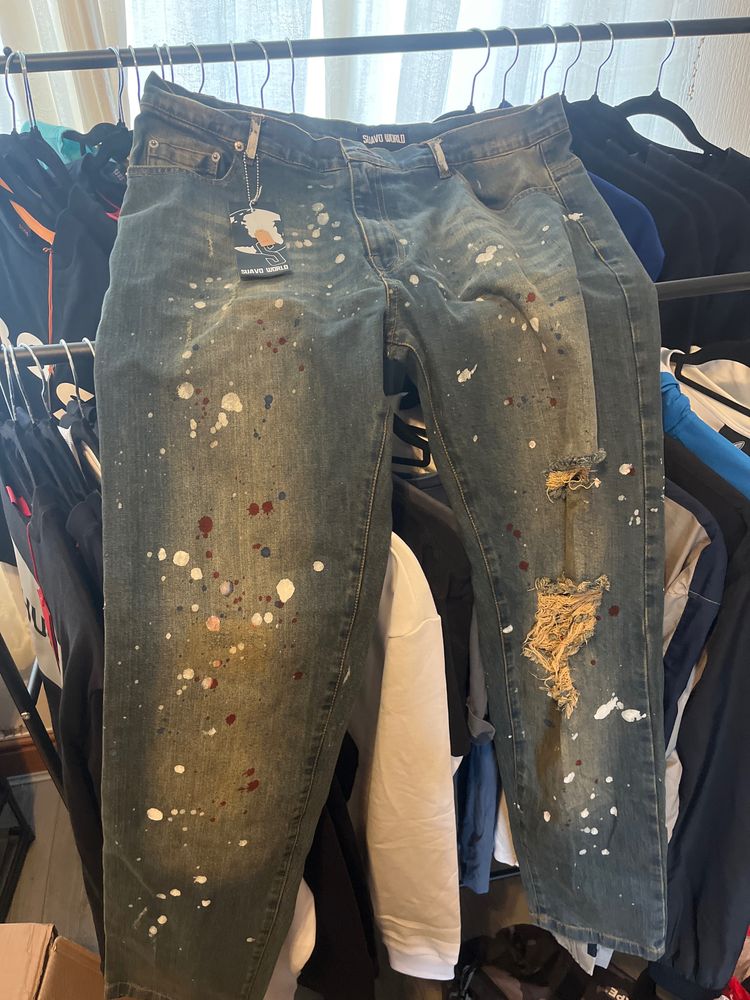 Suavo world Paint Splattered Distressed Jeans