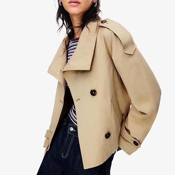Beige Cropped Trench Coat image 1
