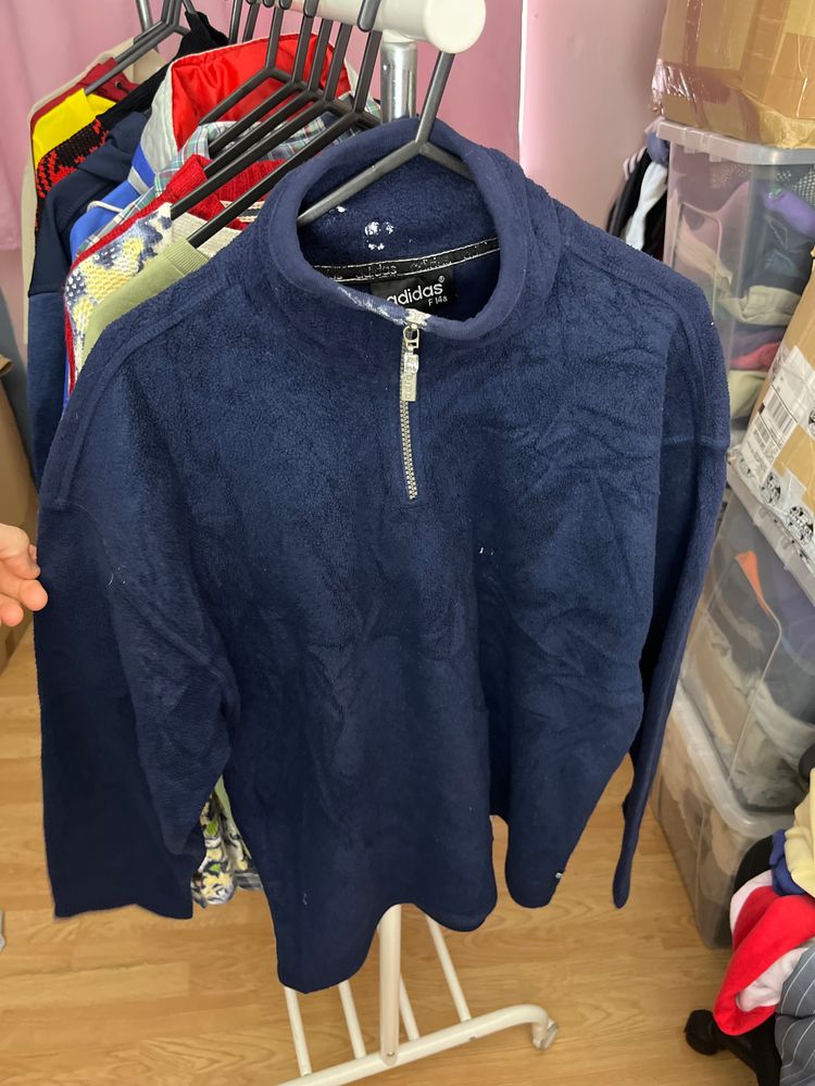 Adidas Adidas Navy Fleece Quarter-Zip Sweatshirt product image