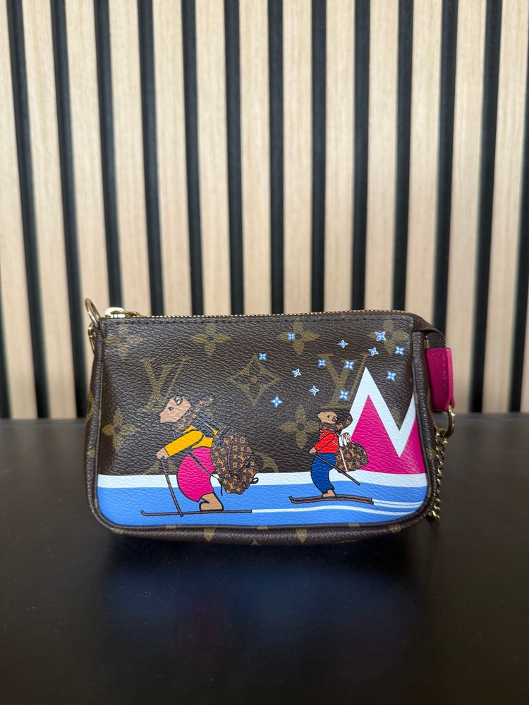 B88 Louis Vuitton Mini Pochette Accessories Ski Bear Holiday Collection Monogram Brown Multicolour 