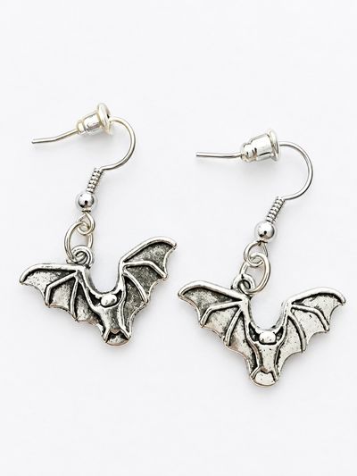 Silver Bat-Shaped Earrings