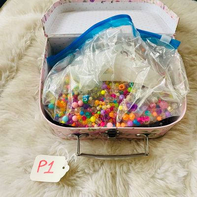 Mixed Joblot of Craft Beads Destash in Mini Cardboard Suitcase Bundle Box - P1 7