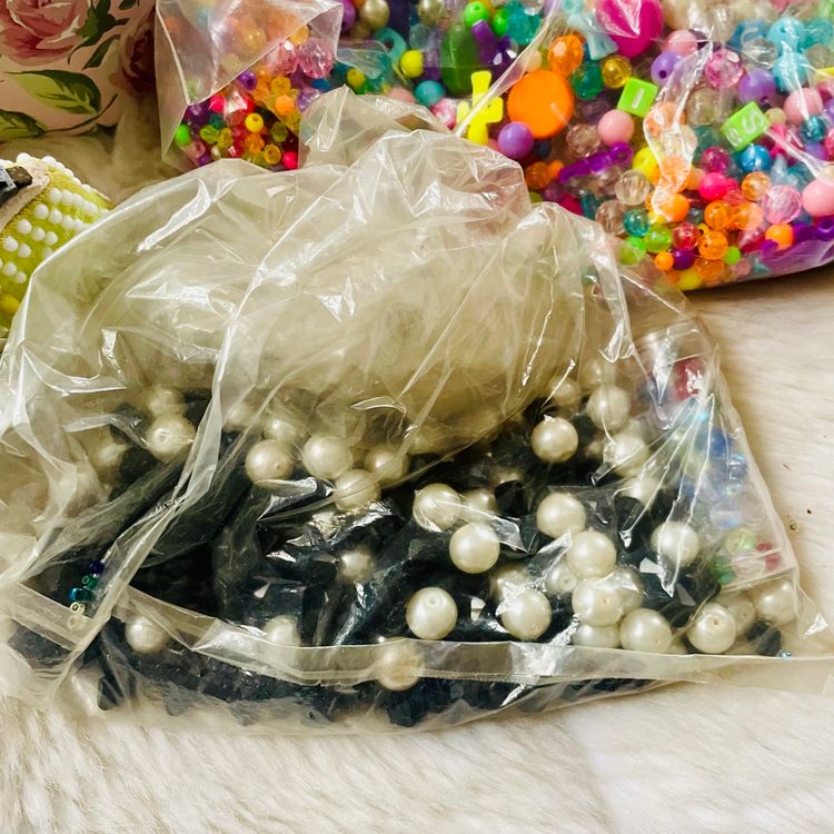 Mixed Joblot of Craft Beads Destash in Mini Cardboard Suitcase Bundle Box - P1 5