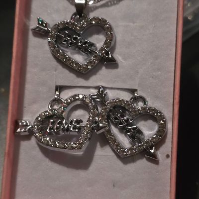 Heart-Shaped Pendant Necklace And Earrings Set