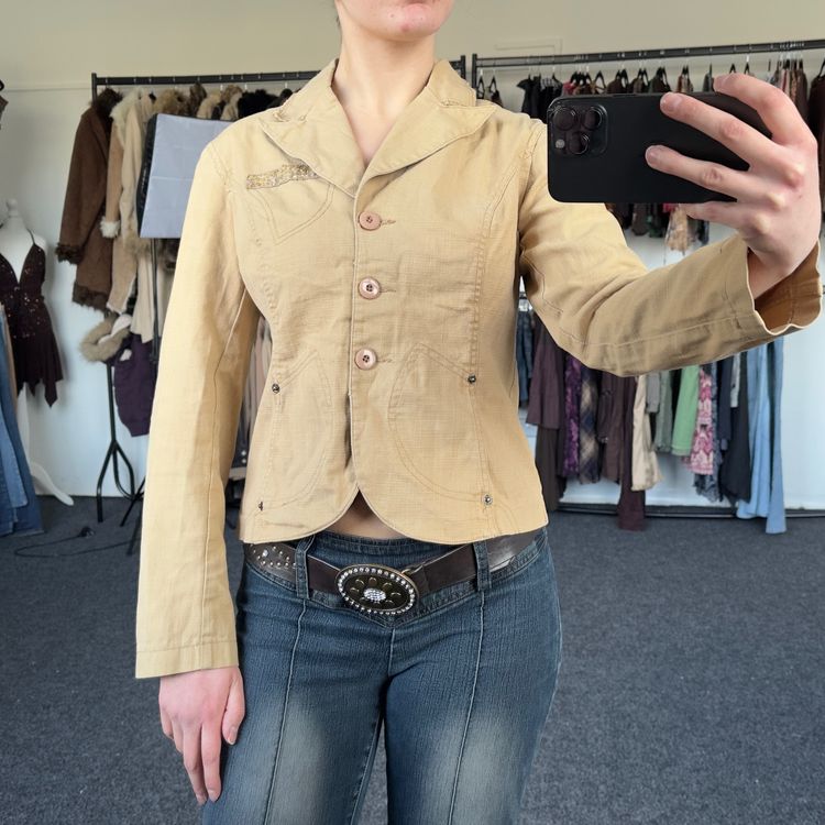 Odds'N Evens Women'S Beige Button-Up Jacket