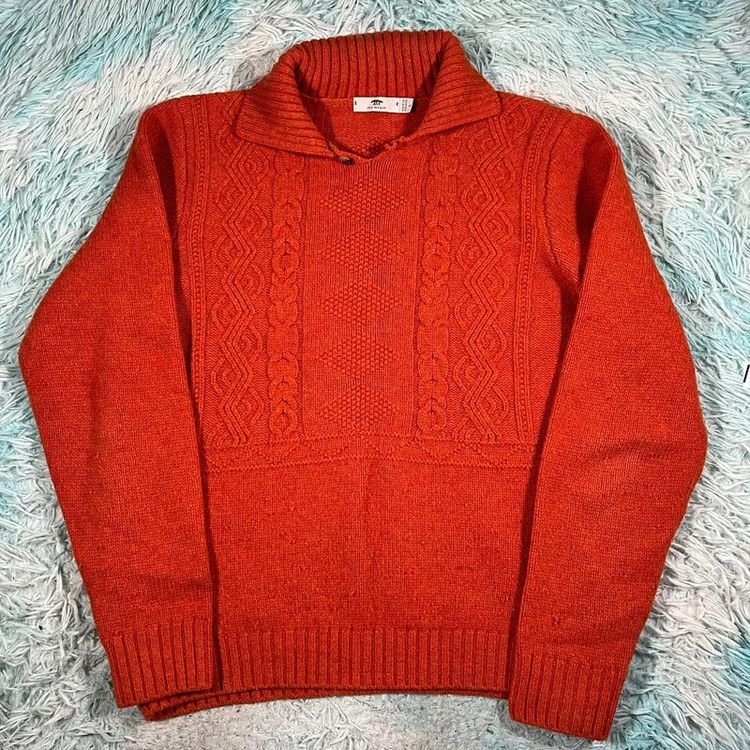 Orange Inis Meain Wool Jumper - Large