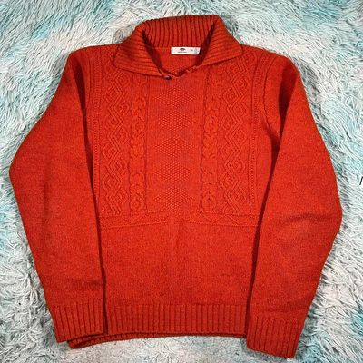 Orange Inis Meain Wool Jumper - Large