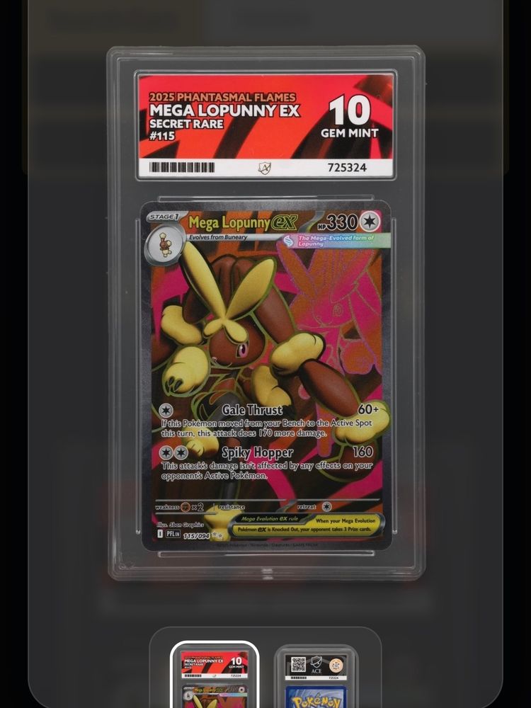 GRADED 2025 PHANTASMAL FLAMES MEGA LOPUNNY EX SECRET RARE #115