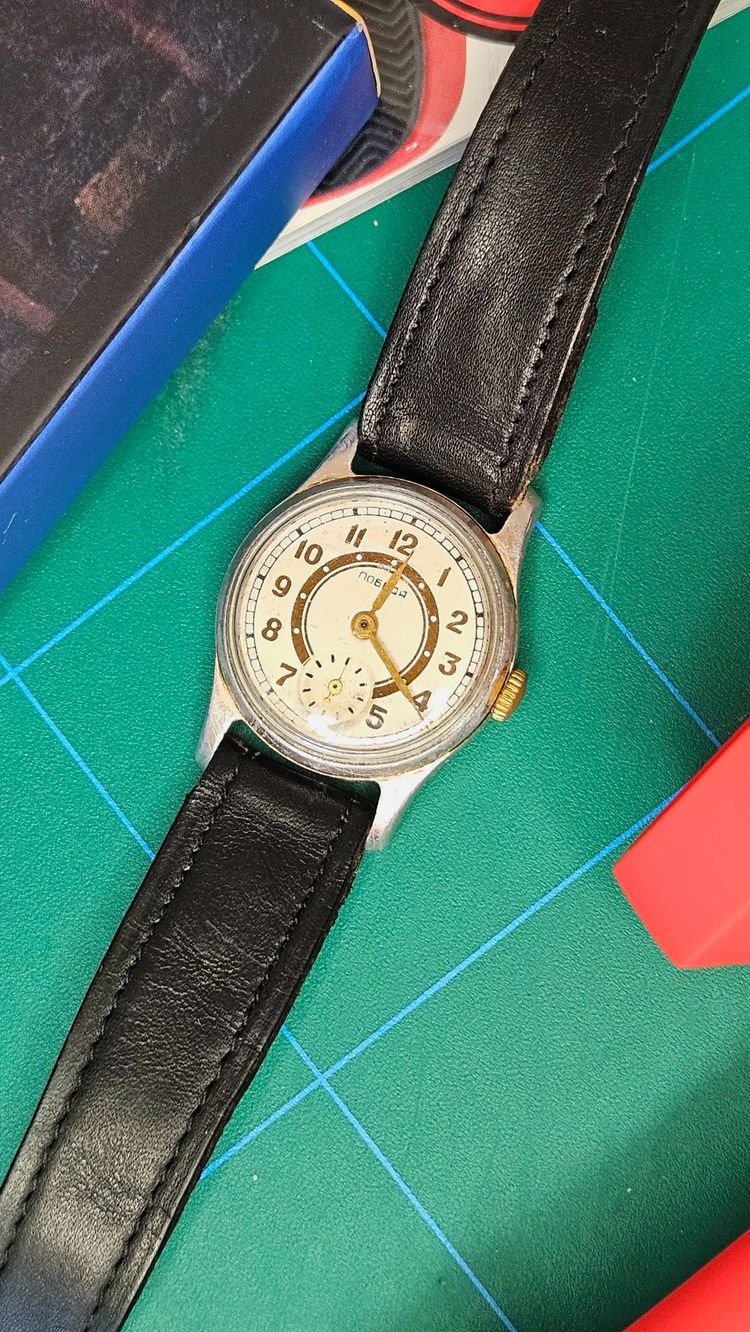 Vintage Wristwatch With Black Leather Strap