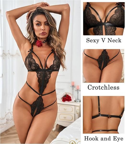 Black Lace Lingerie Bodysuit image 4