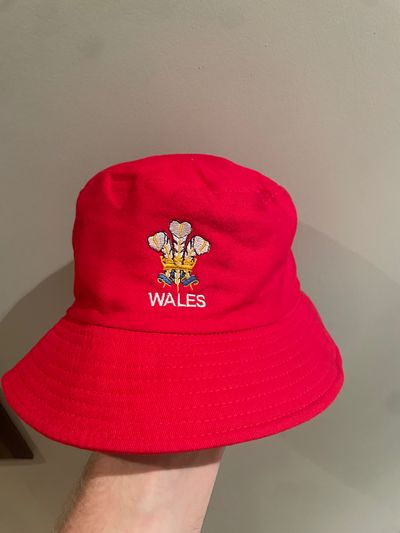 Red Bucket Hat With Wales Emblem
