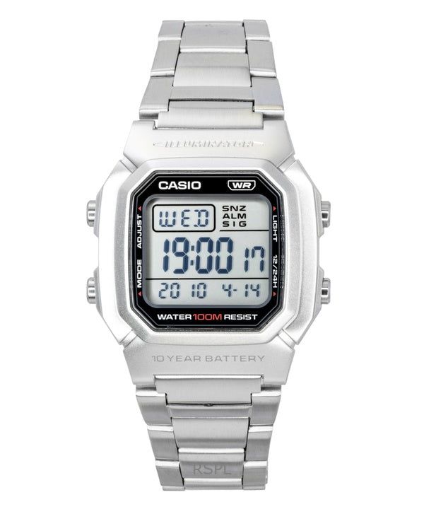 Casio Digital Stainless Steel Bracelet Quartz W-800HD-1AV 100M Men's Watch
