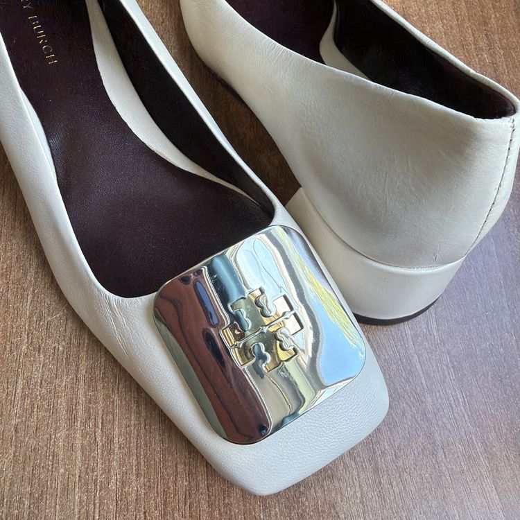 Tory Burch White Georgia 35mm Pumps Heels Size - UK 3.5 New Block Heel image 5