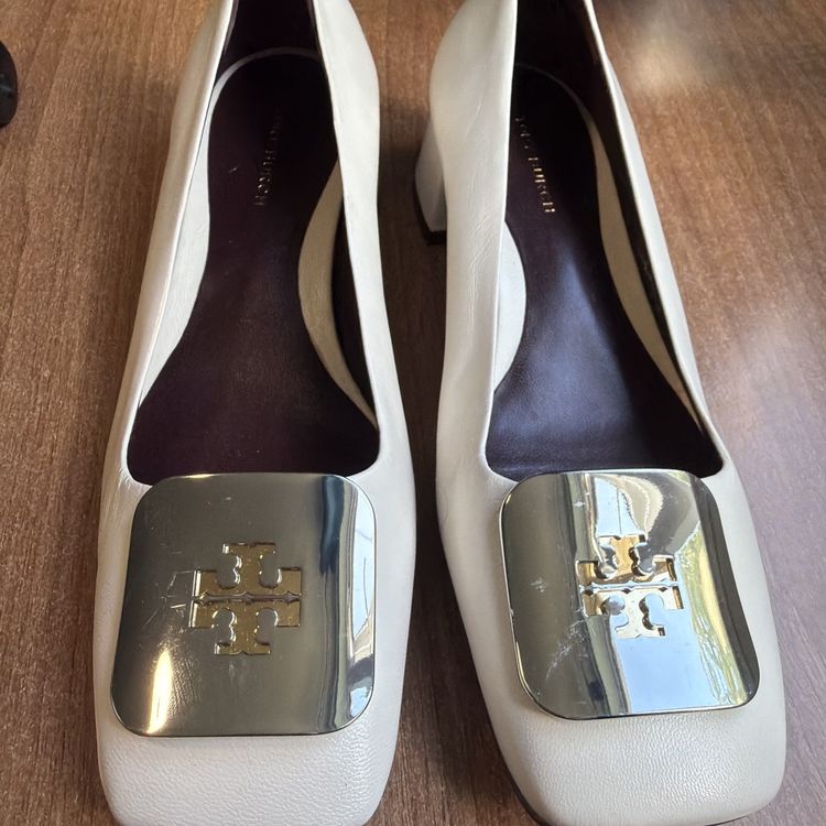 Tory Burch White Georgia 35mm Pumps Heels Size - UK 3.5 New Block Heel image 1