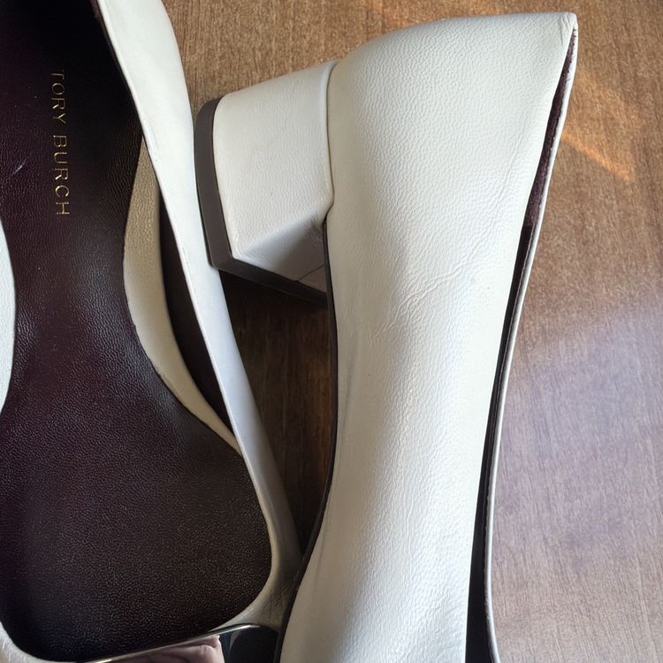 Tory Burch White Georgia 35mm Pumps Heels Size - UK 3.5 New Block Heel image 4