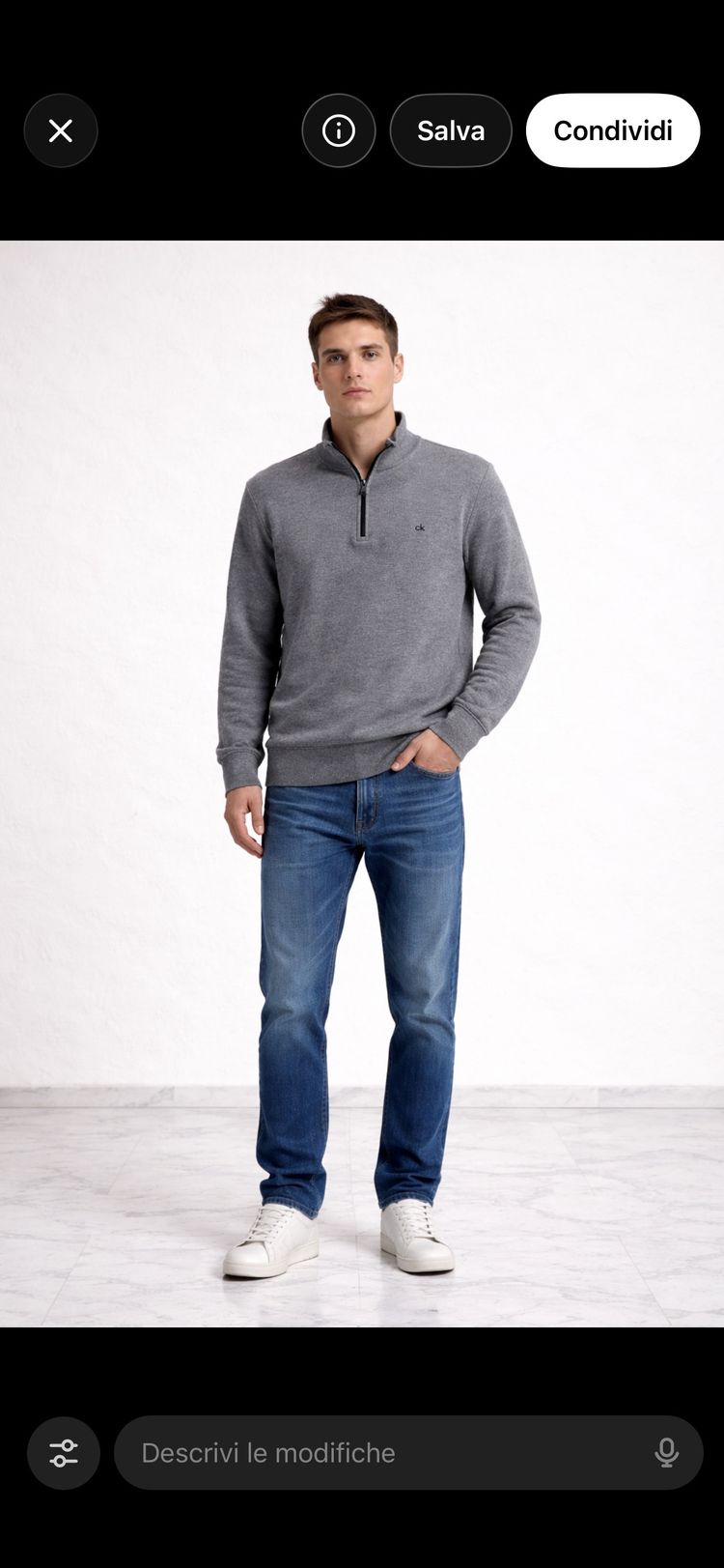 Grey Quarter-Zip Sweater