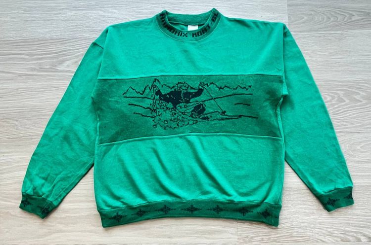Green Sweatshirt With Skier Graphic