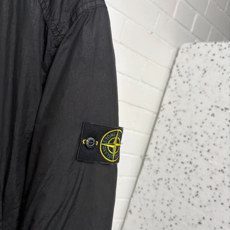 Stone Island Black Nylon Tela Quilted Jacket With Concealed Hood image 3