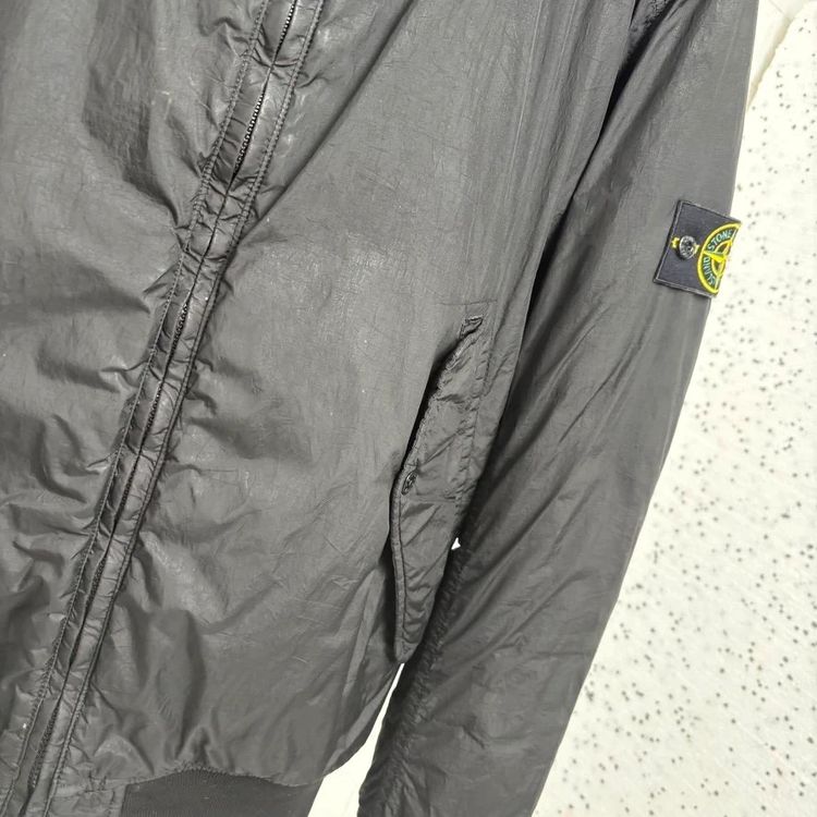 Stone Island Black Nylon Tela Quilted Jacket With Concealed Hood image 2