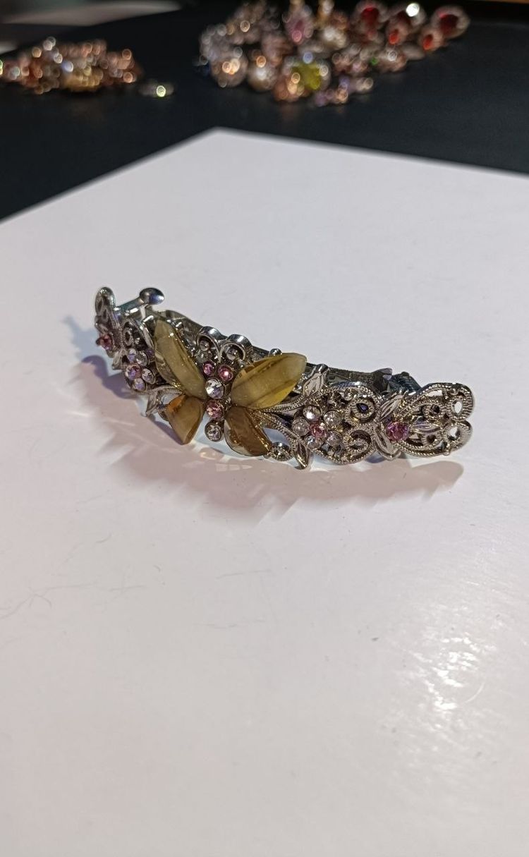 Floral and Butterfly Hair Clip French Barrette image 2