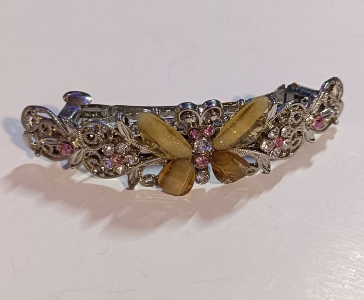 Floral and Butterfly Hair Clip French Barrette image 5
