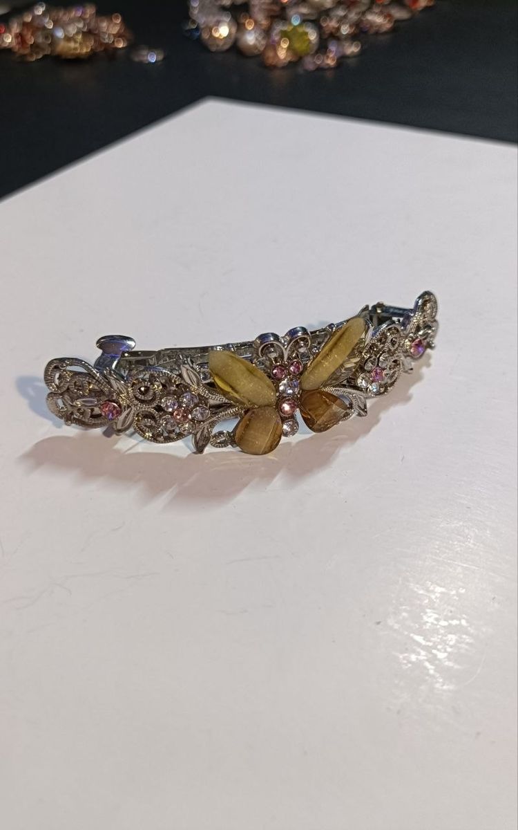 Floral and Butterfly Hair Clip French Barrette