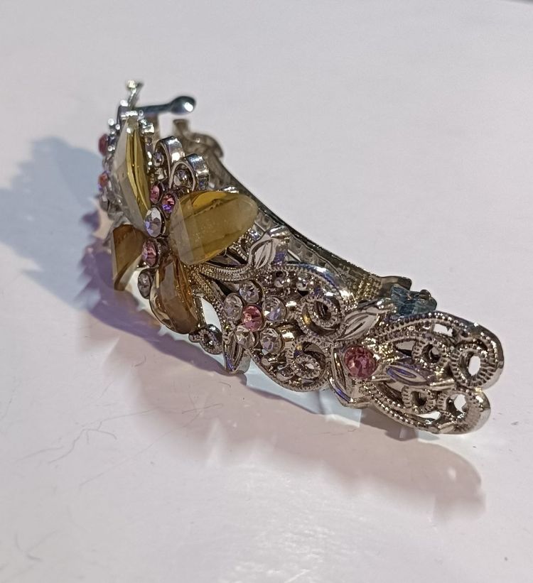 Floral and Butterfly Hair Clip French Barrette image 7