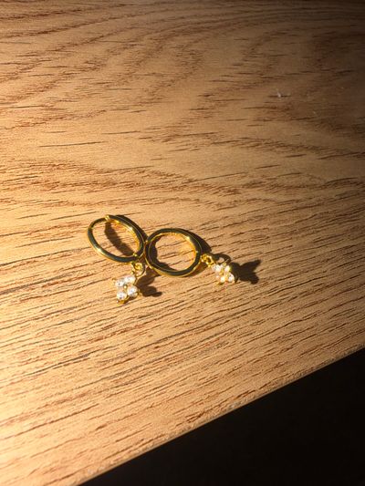 Gold Hoop Earrings With Pearl Charms