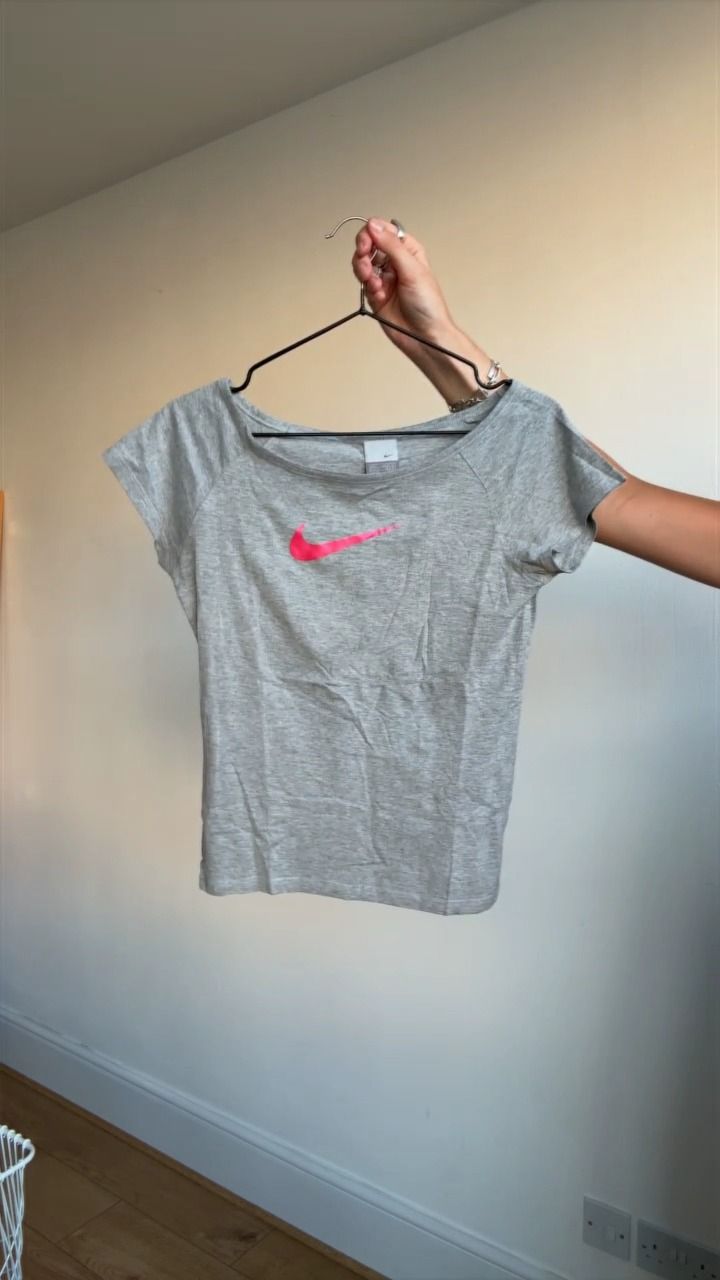 Victoria's Secret PINK grey pink nike tshirt off shoulder size 8-10  product image