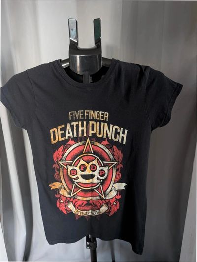 Five Finger Death Punch Metal Band T Shirt Ladies M UK 10 12 Black