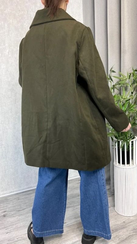 Płaszcz flauszowy z kołnierzem i zamkiem khaki rozmiar 54 plus size 6