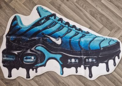 Blue And Black Sneaker Shaped Rug