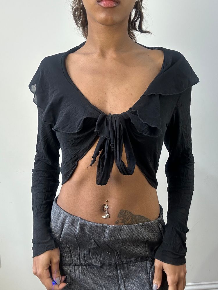Other romantic grunge edit | small black ruffle long sleeve top product image