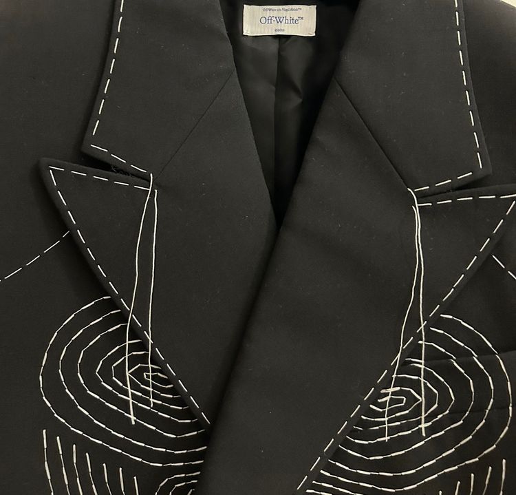 Off-White Black Blazer with White Stitching Detail image 2