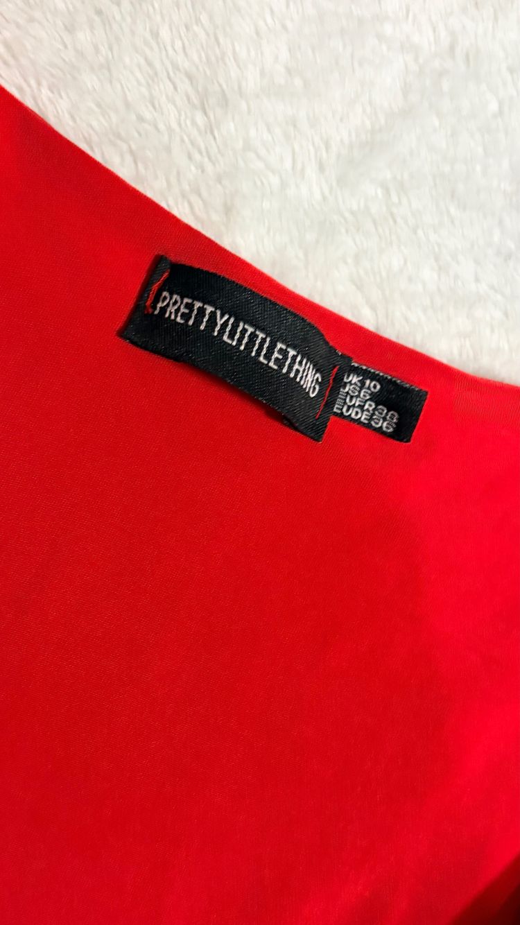 PrettyLittleThing Red Ruched Long Sleeve Dress PLT  product image