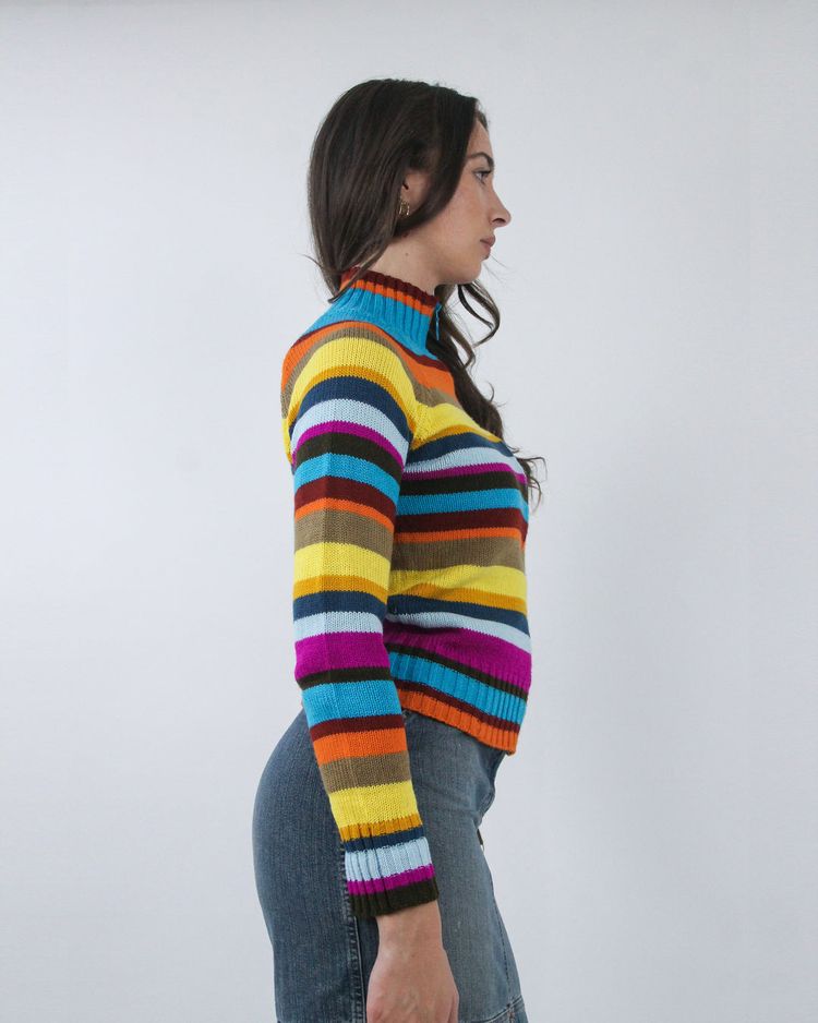 gilmore girls | medium rainbow striped zip jumper image 3