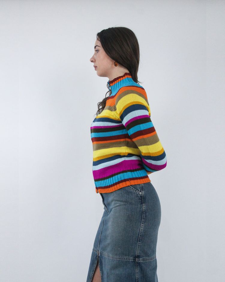 gilmore girls | medium rainbow striped zip jumper image 4