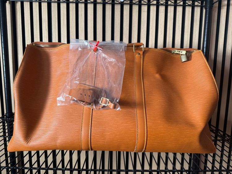 B65 Louis Vuitton Epi Lather Boston 55 Orange 