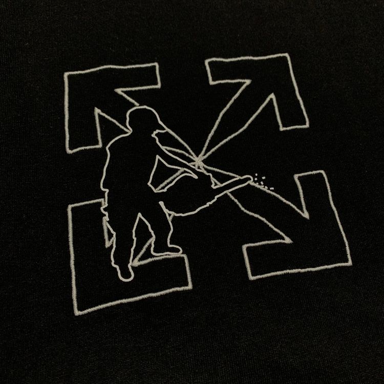 Off White Medium Worker Arrows Black Tee Virgil Abloh imagen 10