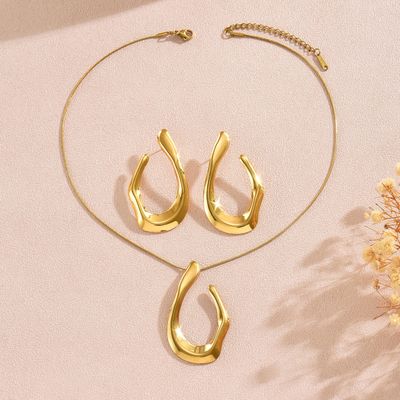 Gold-Tone Stainless Steel Necklace And Earrings Set