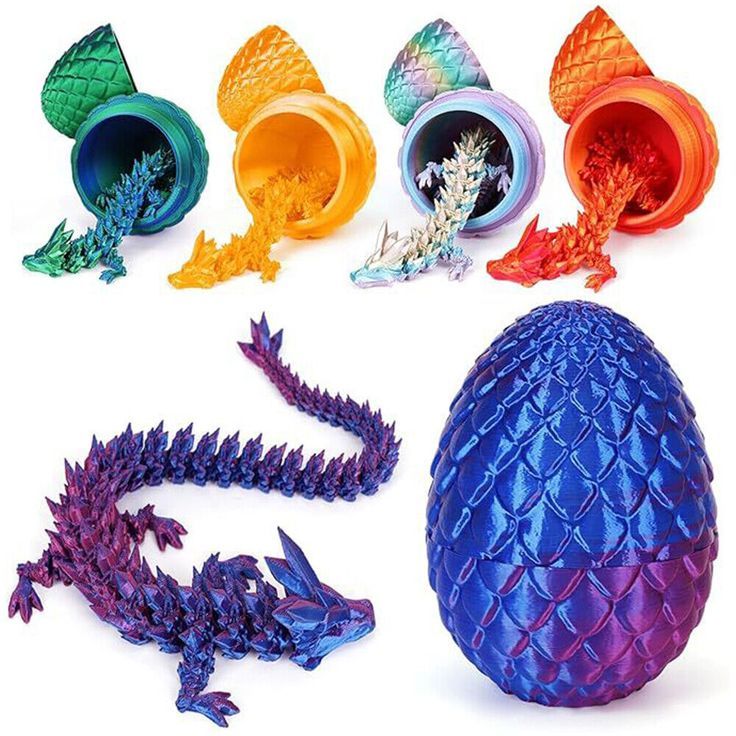 Colorful Dragon Egg And Dragon Figurines image 1