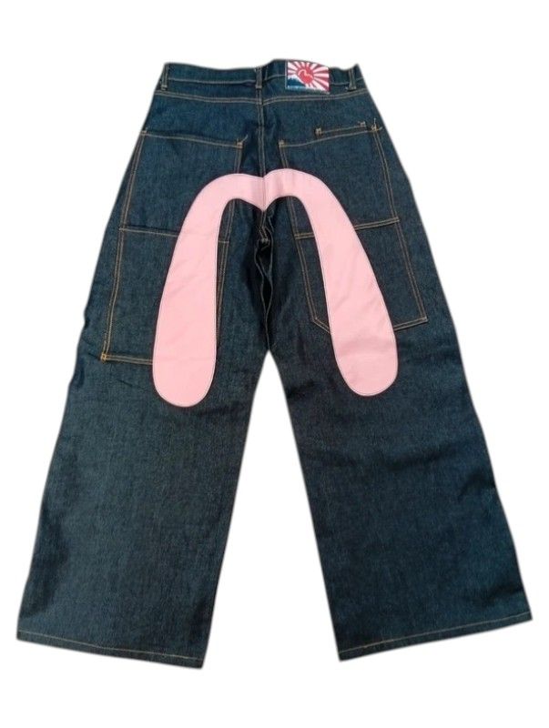 Evisu Denim Jeans With Pink Wave Design Size M