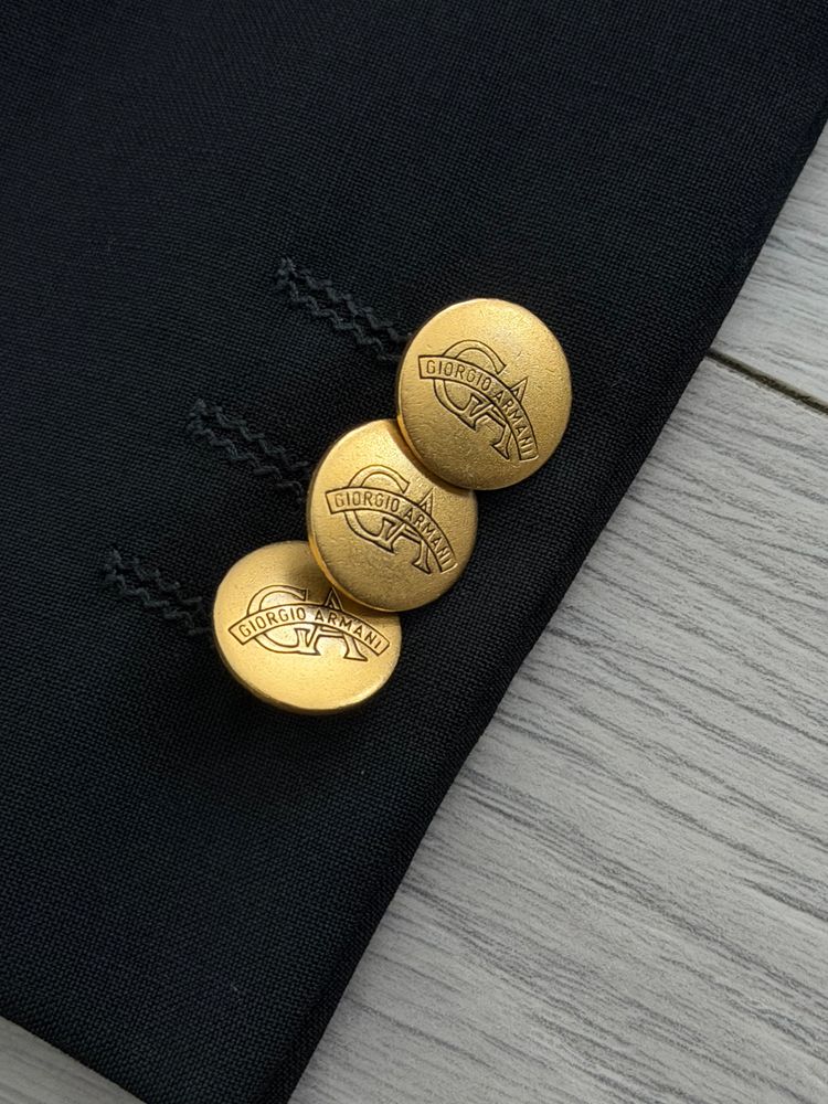 Giorgio Armani 1980s 2B Metal Button Wool Sport Jacket Blazer Black - Size XL image 6