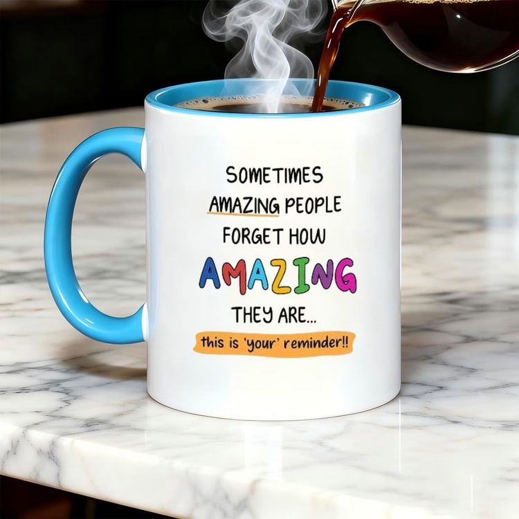 Personalized Sometimes Amazing People Forget Ceramic Coffee Mug – Inspirational Quote, Colorful Typography & Uplifting Novelty Cup (M1181) 8