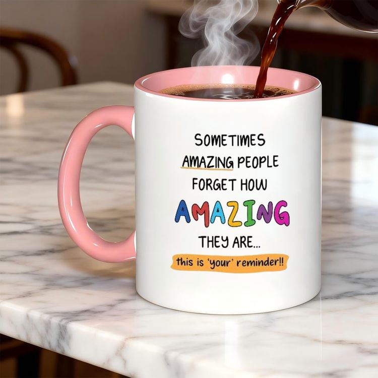 Personalized Sometimes Amazing People Forget Ceramic Coffee Mug – Inspirational Quote, Colorful Typography & Uplifting Novelty Cup (M1181) 3