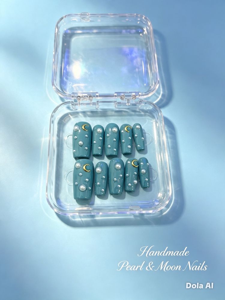 Handmade Pearl And Moon Nails image 1