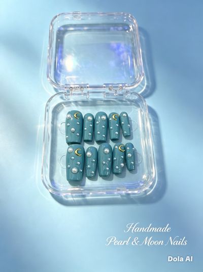 Handmade Pearl And Moon Nails
