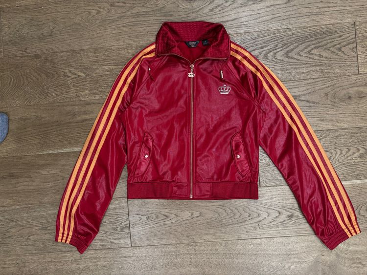 Adidas Red Track Jacket With Orange Stripes