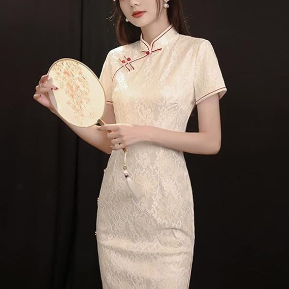 Immagine di Cream Lace Cheongsam Dress 1