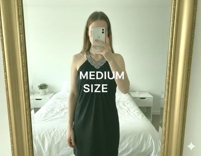 Black Sleeveless Dress With Embellished Neckline